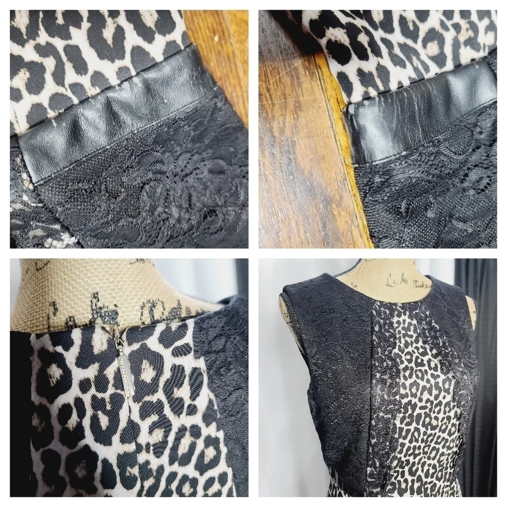 Karl Lagerfeld Paris Mob Wife Leopard Black Lace Dress size 6 - Picture 9 of 10